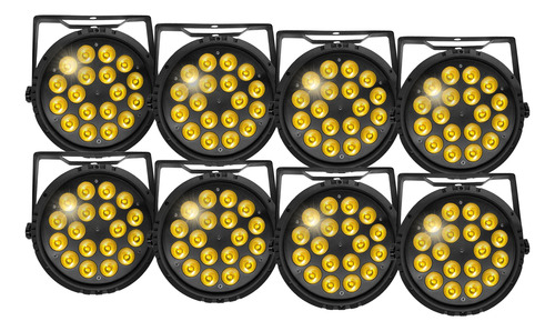 8x Canhão Refletor Par 64 18 Led Cree 15w Rgbwa Dmx 4n1 Slim