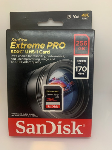 Sandisk Extreme Pro 256gb Sd Velocidad Hasta 170mb/s.