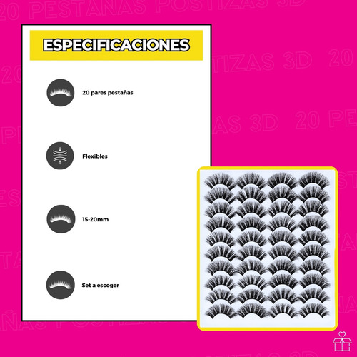 Pestañas Clásicas Mink Sintético 20 Pares Resistente Color Y66 Largo 15 mm Tipo de curvatura C