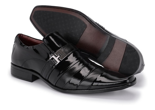Imagem 2 de 5 de Sapato Social Masculino Bico Fino Tamanho Especial Preto 232