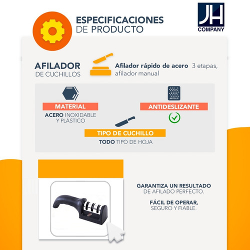Imagen 8 de 10 de Afilador De Cuchillos Cocina Ergonómico 3 Etapas Manual 4068
