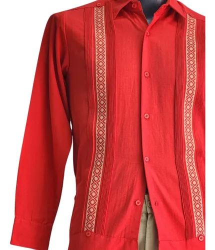Guayabera roja hombre hotsell