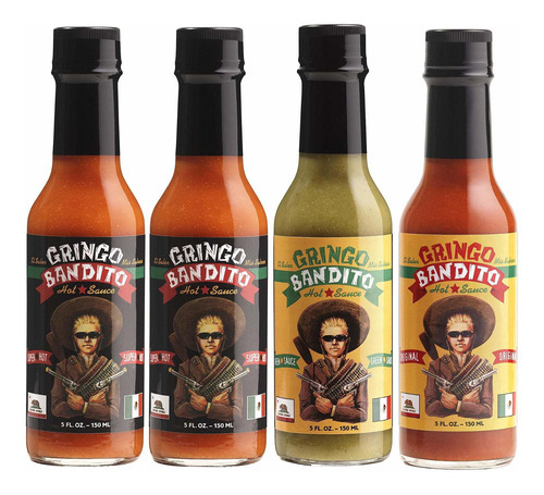 Gringo Bandito Salsa Caliente, 5 Onzas (paquete De 4)