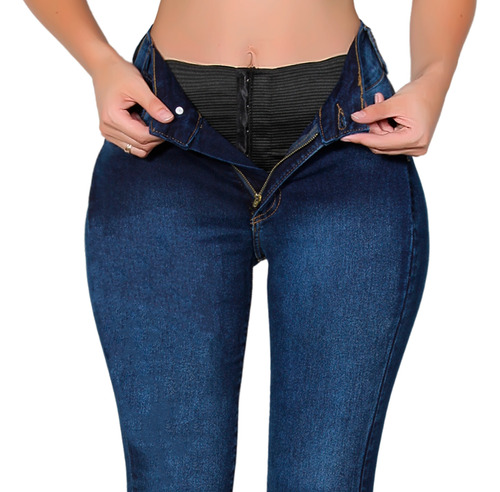 Calça Jeans Modeladora Lipo Bojo Empina Bumbum Cinta Lycra