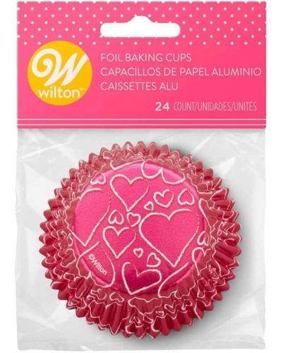 Capacillo Estándar Corazones San Valentín C/24 Wilton Color Rosa