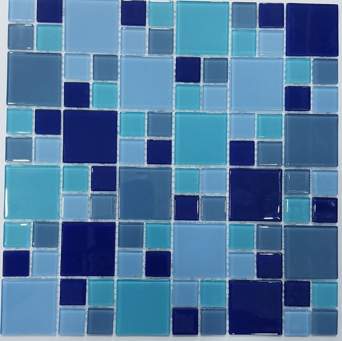 Disu Malla Mosaico Listelo Para Piscina  Azul- Vidrio 