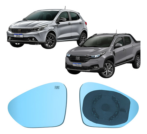 Lente Azul Espelho Retrovisor C/ Base Argo L E - Com Grafia