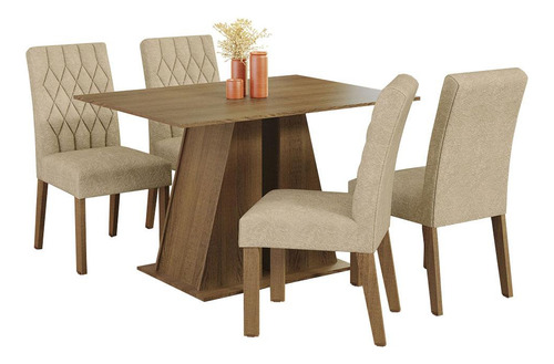 Mesa de comedor de madera con 4 sillas Gisele Madesa Ri, color rústico/imperial