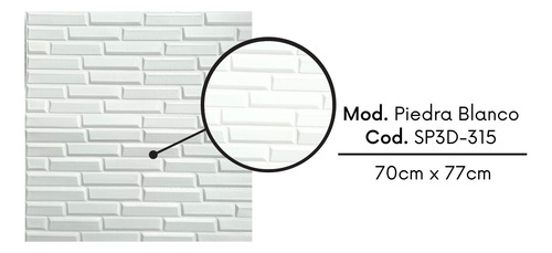 Panel Piedra Blanco 3d Pared Autoadhesivo Pack X 5und