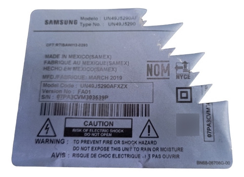 Un49j5290afxzx Samsung Tarjeta Fuente (Usado)