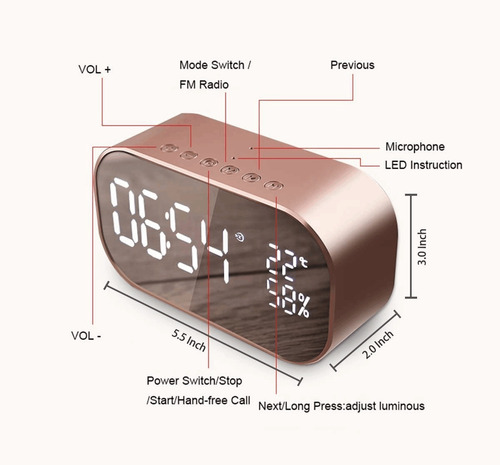 Imagen 2 de 7 de Despertador Digital Con Bluetooth