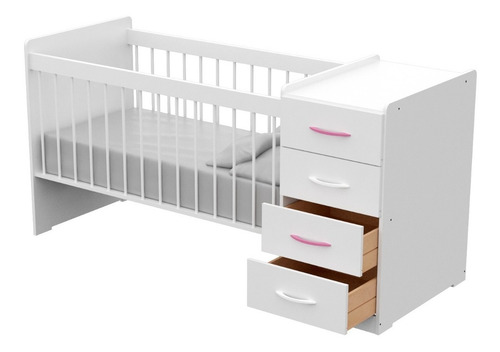 Imagen 2 de 7 de Cama Cuna Cajonera 4 Cajones Bebé Varón Nena Blanco Mosconi