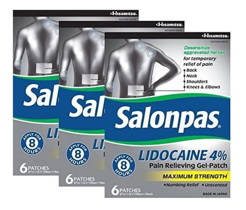 Parche De Gel Máxima Potencia Salonpas Con Lidocaina 3paq