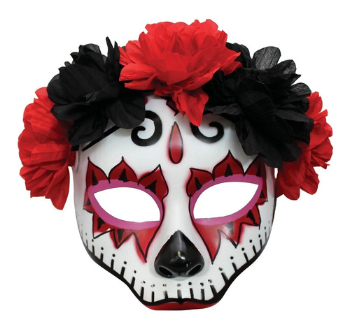 Antifaz Catrina Con Flores Disfraz Halloween Fiesta