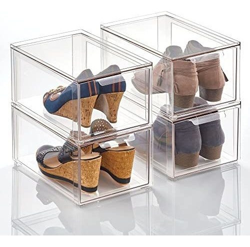 Cajas Organizadoras De Zapatos Con Tapa Transparente 4pz