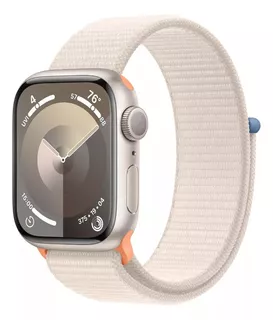 Apple Watch Series 9 GPS • Caixa estelar de alumínio – 41 mm • Pulseira Loop esportiva estelar