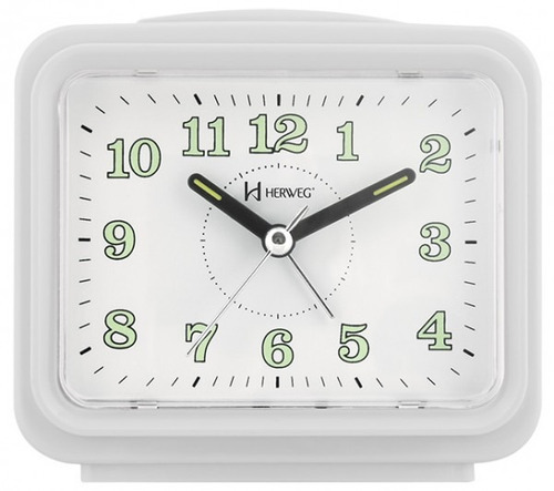 Relógio de Mesa Cabeceira Despertador Quartz com Luz Noturna cor branco 2588-021 alarme bem forte