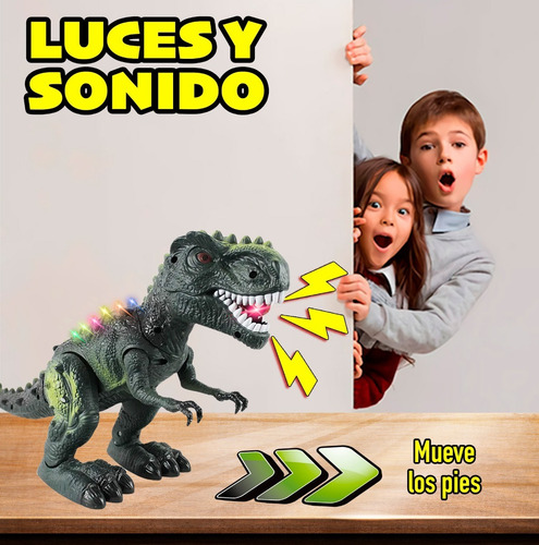 Imagen 5 de 8 de Tiranosaurio Dinosaurio Juguete Luces Sonido Y Movimientos