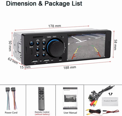 Imagen 7 de 9 de Reproductor Auto Estereo Pantalla Táctil 4.1 Mp5 Bt + Camara