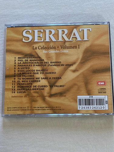 Joan Manuel Serrat / La Coleccion - Vol I Cd 1995 Impecable (Usado)