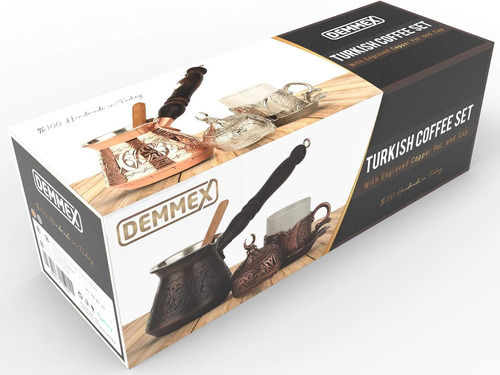 Juego Café Griego Turco 6 Piezas Cobre Y Plata