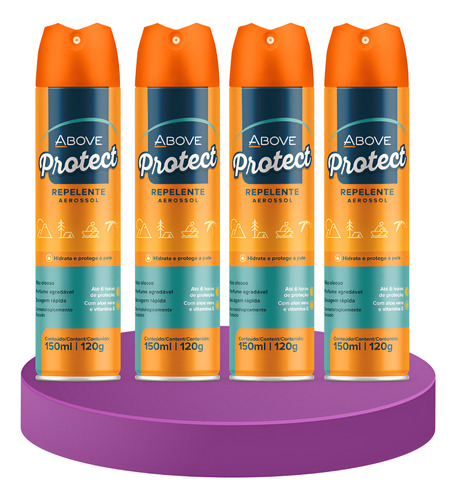Repelente De Insetos Above Protect 150ml Contra Dengue 4 Un