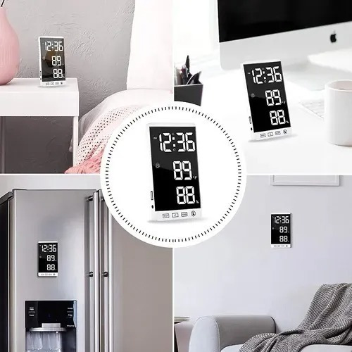 Relógio Led Digital Parede/mesa Espelhado P/ Escritorio Le