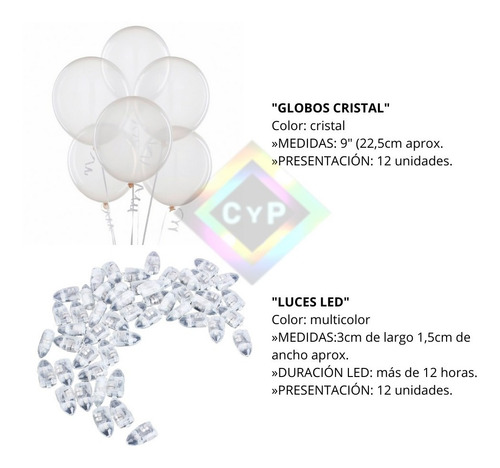 Imagen 5 de 7 de Globos Led Luminosos Globo Cristal X12 Unidades