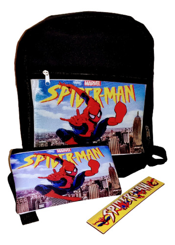 Mochila Jardin  Spiderman Con Cartuchera