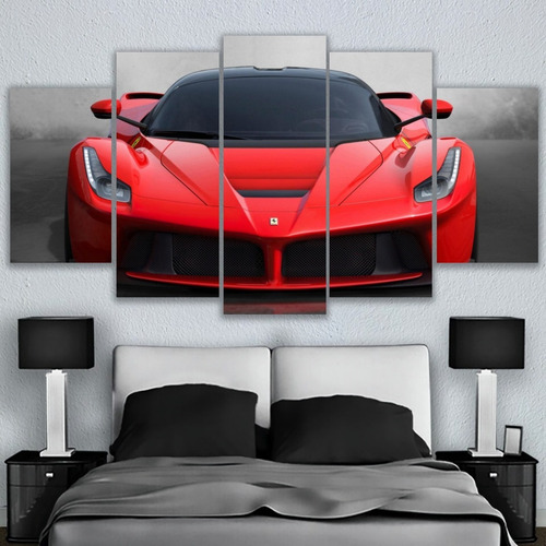 Set 5 Cuadros Decorativos Ferrari Rojo Lujo Premium Canvas 