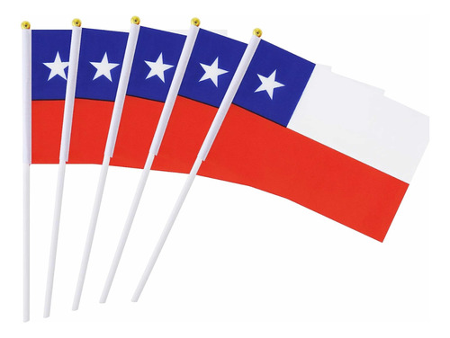 X  12 Bandera Chilena De Mano, Adornó 30 * 20 Cm Banderines