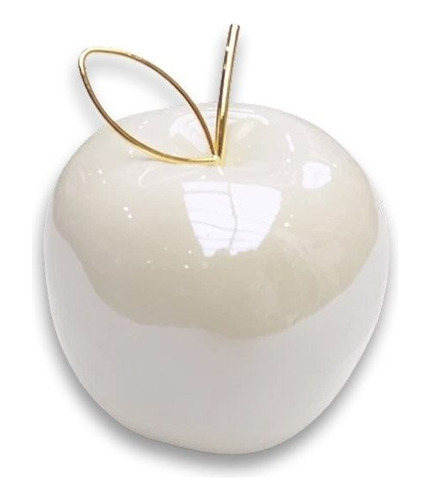 Manzana Decorativa 7.5cm Blanco/dorado