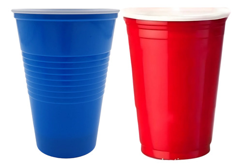 Vaso Plastico Rojo Azul 500cc Americano Beerpong X 120 Color Rojo Y Azul