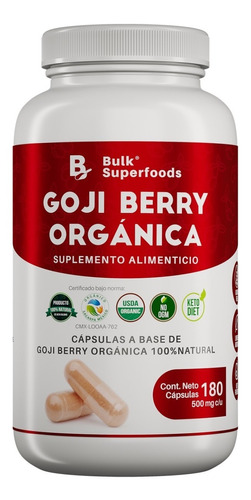 Goji Berries Orgánicas 180 Cápsulas | Bulk Superfoods