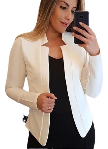 Saco Blazer Dama Oficina Slim Fit Sin Botones