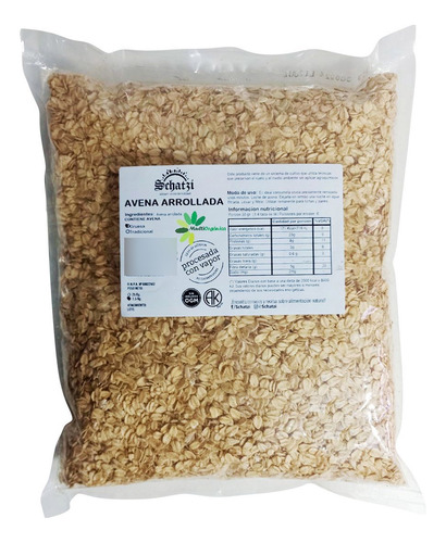 Avena Arrollada Orgánica Gruesa X 1.5 Kg Schatzi Libre Ogm