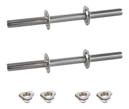 Imagem 4 de 7 de Kit Halteres Rosca Ajustavel + 24kg Anilhas Emborrachadas