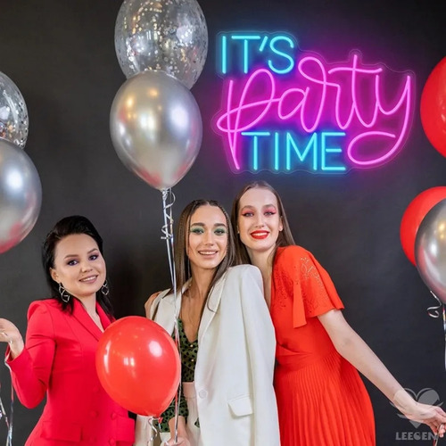 Letrero De Neon Led It's Party Time 40*30 Cm Varios Colores