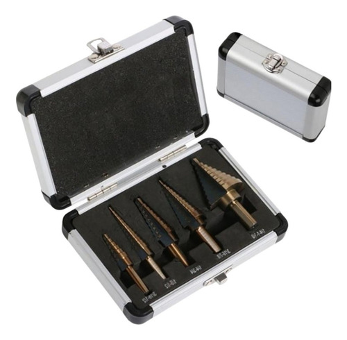 Kit 5 Brocas Cônicas Escalonadas 50 Medidas Titânio P/ Ferro