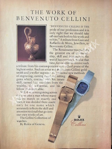 Cartel Retro Relojes Rolex Cellini 1980s /88