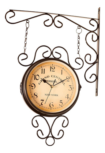 Reloj De Pared De Doble Cara, Redondo, Diseño Café