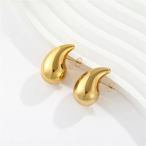 2 Pares De Pendientes De Aro Huecos Con Forma De Gota De Agu
