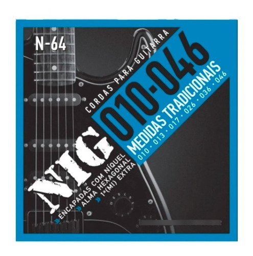 12 Encordoamento Para Guitarra Eletrica Nig 010/046 N64