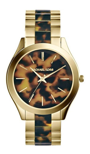 Reloj Michael Kors Mujer Mk4284 Dorado Con Animal Print.