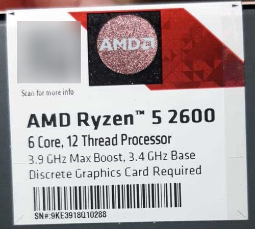 Amd Ryzen 5 2600 3.9ghz Am4 Con Cooler (Usado)