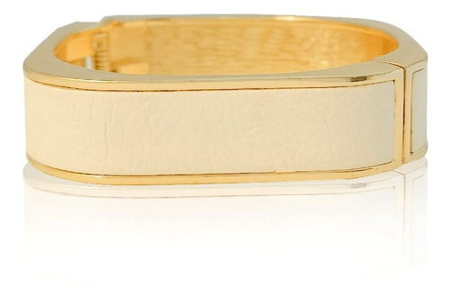 Brazalete Cuadriforme Oro 18k Laminado Placas Piel Blaca #65