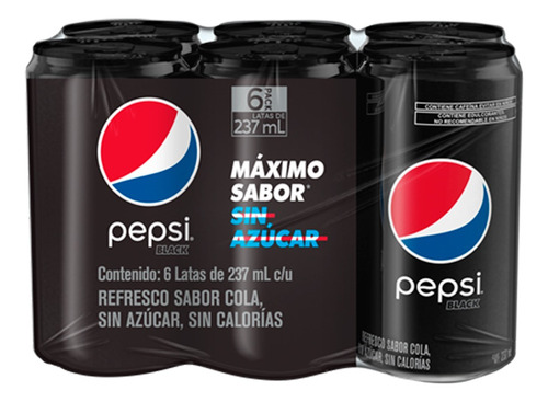 3 Pack Refresco Cola Black Pepsi 237 Ml