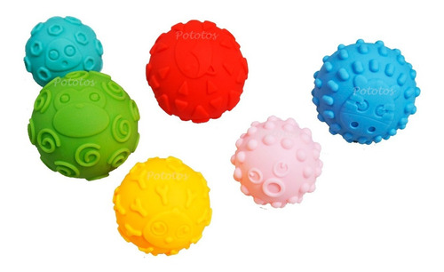 Pelotas Sensoriales De Goma Para Bebés X6 Unidades - Ok Baby