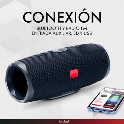 Imagen 4 de 6 de Parlante Portátil Bluetooth Sd Usb Radio Fm Batería 5 Hs.