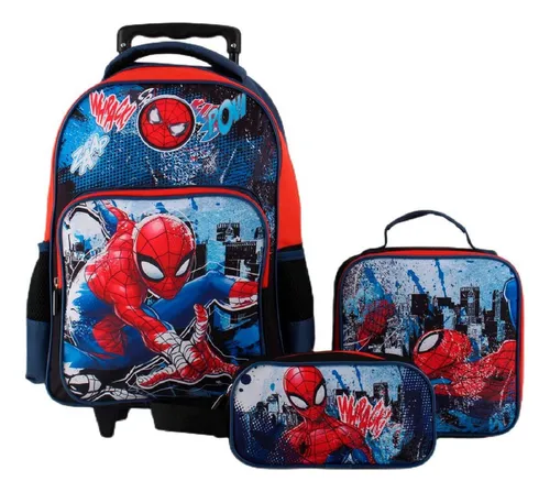 Spiderman Set Mochila - Lonchera - Estuche Sp78280 Color Azul